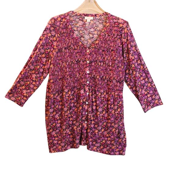 J. Jill Purple and Orange Blouse Vibrant Top Women's Medium - Picture 5 of 13